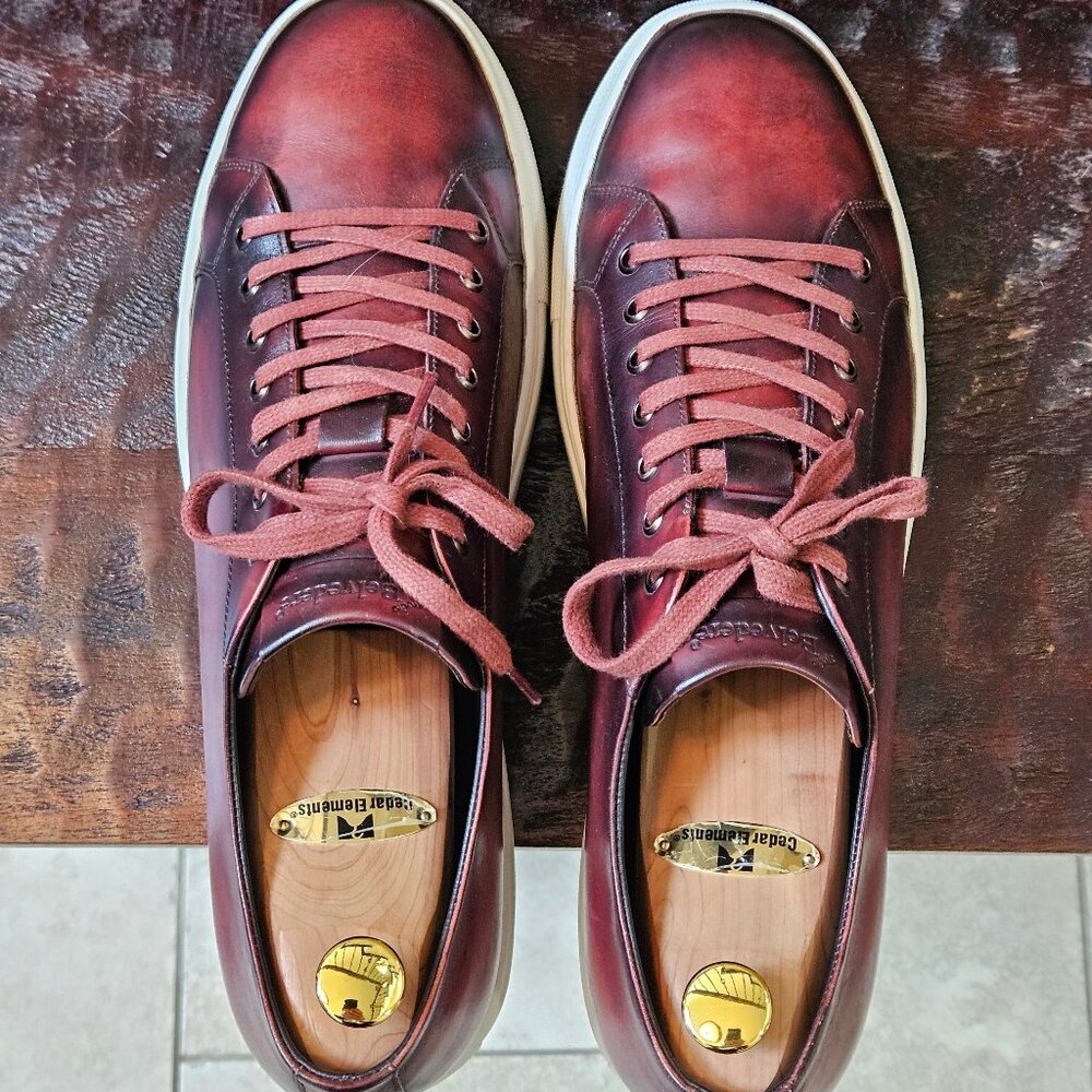 Studio Belvedere Men's 'James' Leather Sneakers, Brownish-Red, Sz 13 - Picture 6 of 16